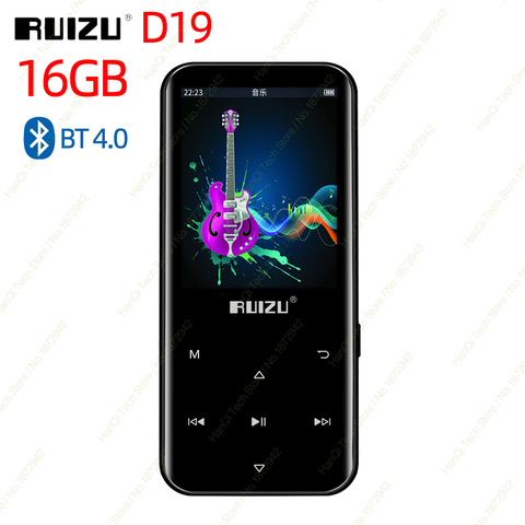 Reproductor MP3 RUIZU D19 Bluetooth 4,0 sin pérdidas 16GB Audio portátil Walkman con Radio FM EBook grabación podómetro MP3 música jugador ► Foto 1/6