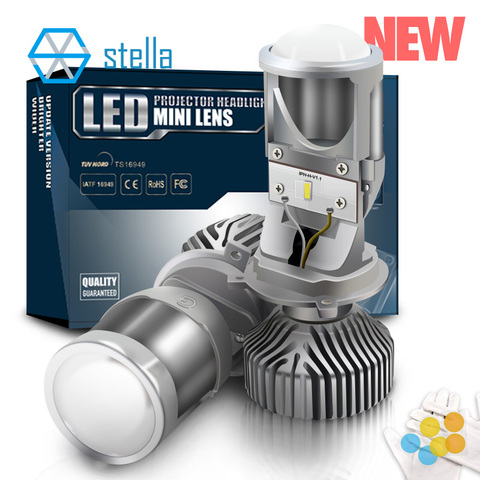 STELLA H4/9003/HB2-mini lámpara de lente led, proyector de haz alto/por inmersión, bombillas de faro delantero de coche, 3000k, 4300k, 6000k, 8000k, bombilla de luz para auto ► Foto 1/6