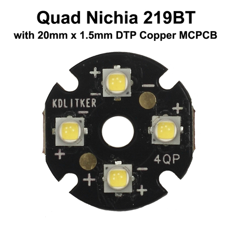 Quad-emisor de luz LED con KDLITKER, 20mm x 1,5mm, DTP, cobre, MCPCB (paralelo) con óptica ► Foto 1/3