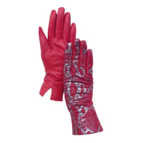 Guantes de cuero para mujer, de piel de oveja roja vino, diseño de serpiente, cálidos, a la moda, para invierno, envío gratis, 2022 ► Foto 1/6