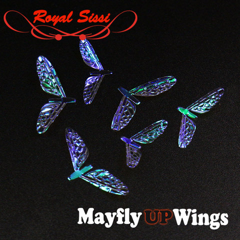 Mayfly-ALAS de película arcoíris, dos tamaños opcionales, perlada, carrete de mosca seca, alas para trucha, pesca con mosca, 10 pares ► Foto 1/6