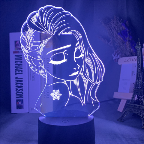 Lámpara LED 3D de Frozen para niños y niñas, iluminación de noche para dormitorio, mesa, Princesa, Elsa ► Foto 1/6