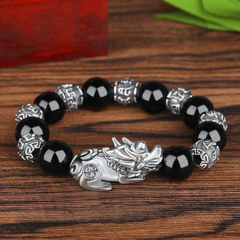 Nueva llegada plata Pulsera PIXIU para los hombres y las mujeres de cuentas pulsera de pareja para dar suerte valiente riqueza Feng Shui pulseras ► Foto 1/6