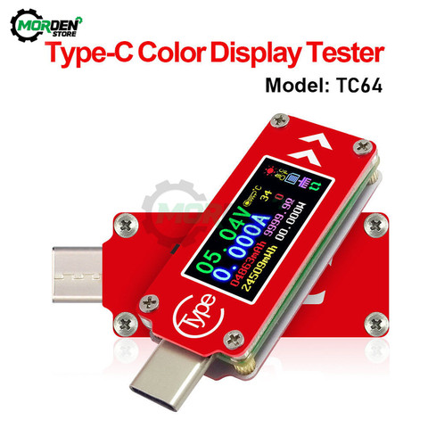 Voltímetro USB TC64 tipo C LCD a Color, amperímetro, medidor de corriente de voltaje, capacidad de energía, multímetro de temperatura, probador USB ► Foto 1/6