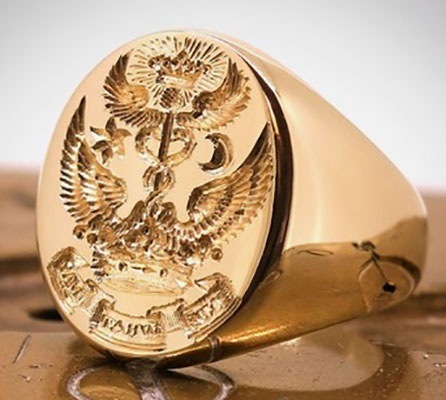 Anillo chapado en oro clásico para hombre, insignia de sello familiar de Caballero Real y Noble, anillo de águila de doble cabeza, regalo de joyería de aniversario ► Foto 1/3