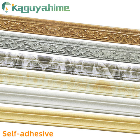 Kaguyahime-Línea de cintura de espuma 3D para pared, autoadhesivo impermeable, 2,3 m, esquina superior, tira de borde de pared, decoración de pared, pegatina ► Foto 1/6