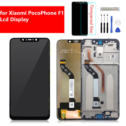 Pantalla LCD para Xiaomi F1, montaje de digitalizador con pantalla táctil con marco para xiaomi Pocophone F1, piezas de reparación de pantalla de 6,18