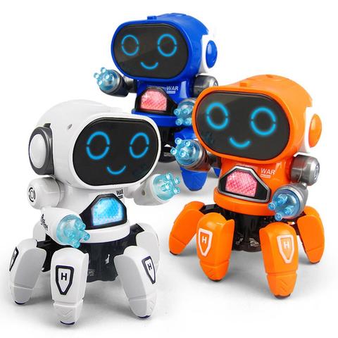 Mini Robot eléctrico de 6 garras para niños, juguetes educativos para niños, luz LED colorida, música, baile, regalos ► Foto 1/6