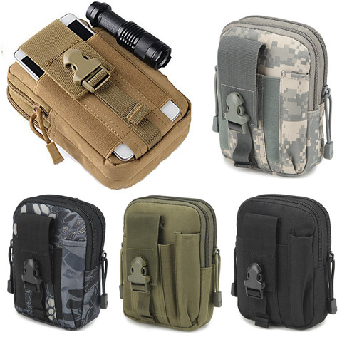 Bolsa táctica Molle cinturón bolsa Paquete de cintura Pequeño bolsillo militar Running bolsa Camping bolsos teléfono móvil cartera herramienta de viaje ► Foto 1/6