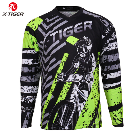 X-tiger-camisetas de manga larga para ciclismo de descenso, camisa 100% de poliéster para ciclismo de montaña DH ► Foto 1/6