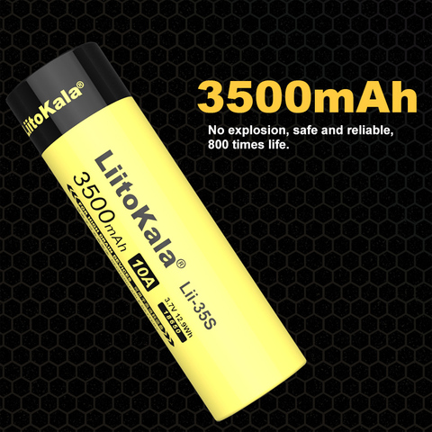 Nuevo LiitoKala 18650 batería Lii-35S 3,7 V Li-Ion 3500mAh 10A de potencia de descarga de la batería para alto drenaje dispositivos ► Foto 1/6