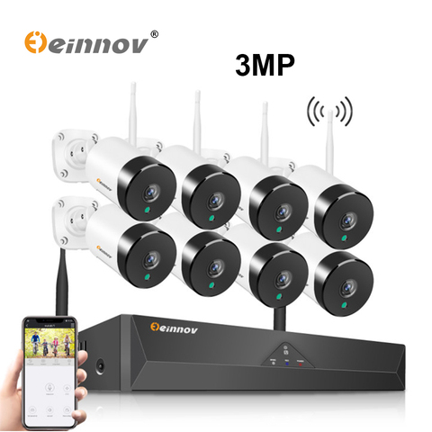 8CH 1080P 2MP cámara IP grabación de Audio impermeable sistema de seguridad inalámbrica CCTV NVR Set Wifi Kits de vigilancia Wifi Led luz Cam ► Foto 1/6