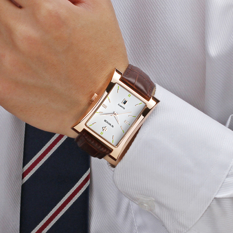 Relojes hombres, 2022 de la marca de lujo de WWOOR clásico de moda de cuero genuino de los hombres relojes de hombre impermeable reloj de pulsera para hombre 2022 ► Foto 1/6