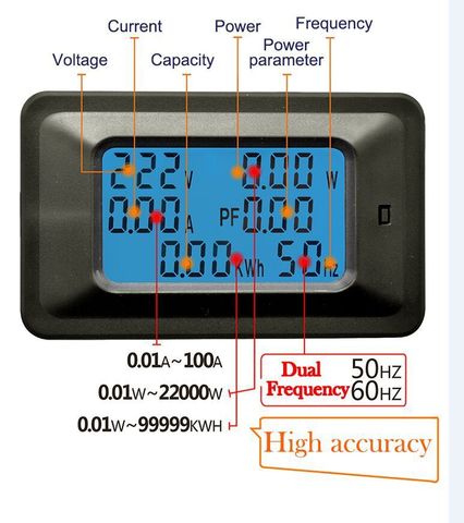 Medidor de voltaje Digital AC 20000W 250V 100A, indicador de energía, voltímetro, amperímetro, corriente amperios, vatímetro de voltios, detector de prueba ► Foto 1/3