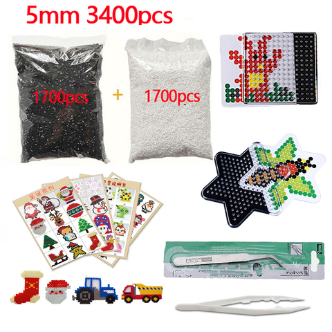 Hama-Cuentas de fusible de 200g, juego de rompecabezas de 5mm, BLANCO + negro, juguetes creativos de niños, juguetes de aprendizaje, envío gratis ► Foto 1/5