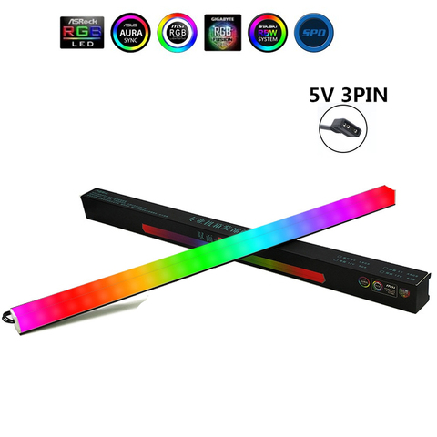 Tira de luces LED RGB de aleación de aluminio para PC, barra de luz RGB luminosa de doble cara, de 5V A-RGB, 30cm, atracción magnética que cambia de color ► Foto 1/5