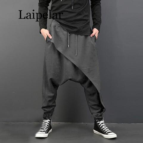 Pantalones bombachos de talla grande para hombre, pantalón informal, Hip-hop, con entrepierna caída, para bailar, estilo gótico, Punk ► Foto 1/5