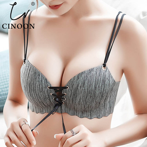 CINOON Super sujetadores push-up ropa interior Sexy sin costuras para mujer, sin aros, bralette femenino, lencería trasera de belleza, sujetador señoras ► Foto 1/6