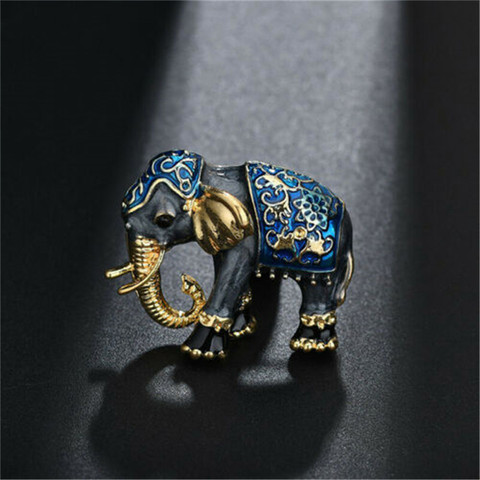 Broche esmaltado con forma de elefante para mujer y niño, broches con textura azul, pines de cristal, bufanda, joyería ► Foto 1/6