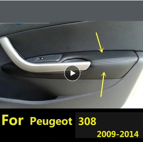 Apoyabrazos de paneles para puerta de cuero de microfibra, cubiertas protectoras para Peugeot 308 (2013-2022) con accesorios de montaje, interior de coche ► Foto 1/6