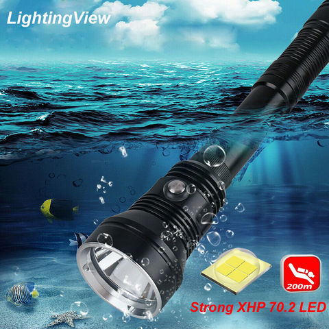 Luz subacuática profesional para buceo, linterna de Buceo XHP70.2 para caza subacuática de 200M ► Foto 1/6