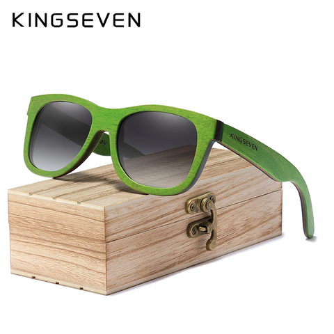 KINGSEVEN-gafas De Sol De madera 2022 Natural para hombre y mujer, anteojos De Sol hechos a mano, con degradado polarizado, Estilo Vintage, para viajes ► Foto 1/6