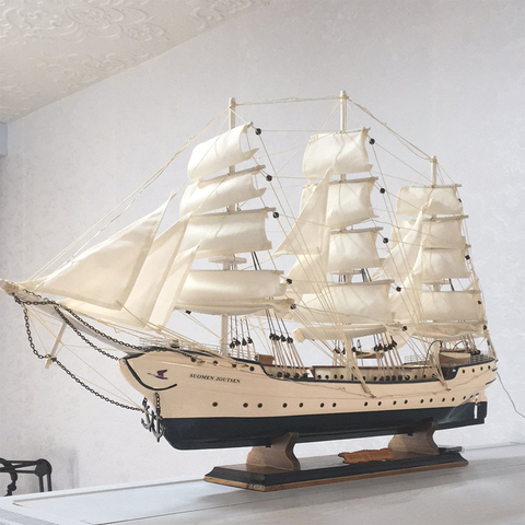 Modelo de velero de madera maciza, ornamento, decoración para sala de estar, barco, regalo de estilo europeo ► Foto 1/1