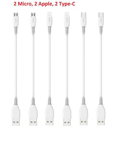 SooPii-Cable corto Micro USB tipo C para iPhone, Cable corto de 7 pulgadas para estación de carga multipuertos, 6 unidades ► Foto 1/6