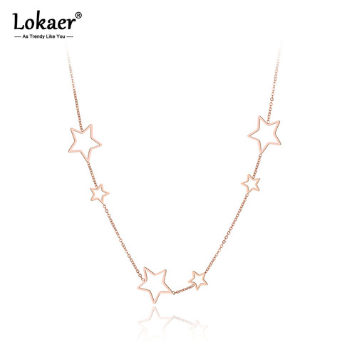 Lokaer-gargantilla de estrellas de acero inoxidable para mujer, collar con colgante de cadena de oro rosa, N19121 ► Foto 1/6