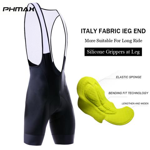 PHMAX 8CM Italia silicona pinzas en la pierna clásico Bib Ciclismo pantalones cortos carrera bicicleta inferior Ropa Ciclismo pantalones con almohadilla Pro 5D ► Foto 1/6