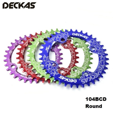 Deckas-plato de bicicleta de montaña, piezas de placa dentada multicolor, redondo, estrecho, ancho, 104BCD, 32T, 34T, 36T, 38T ► Foto 1/6