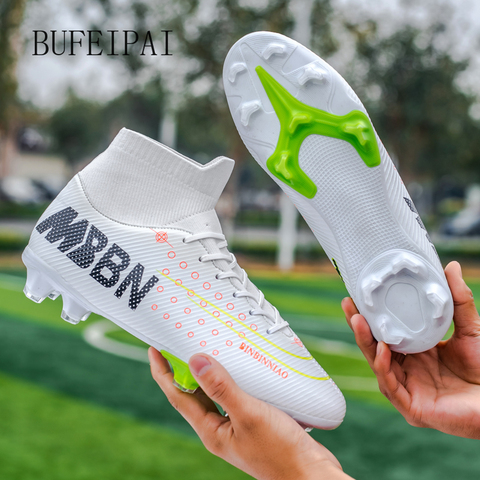 BUFEIPAI territorio Negro hombres zapatos de fútbol de los niños zapatos de botas de fútbol tobillo alto deporte talla de zapatillas 35-46 Dropshipping. Exclusivo. ► Foto 1/6