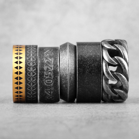 Anillos Punk sencillos de acero inoxidable para hombre y mujer, joyas de motorista, regalo creativo, Retro, negro, venta al por mayor ► Foto 1/6