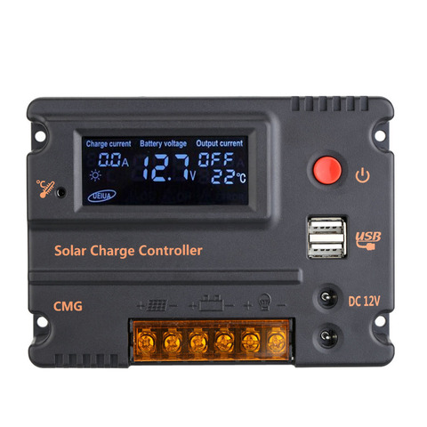 Controlador de carga Solar 20A 10A, regulador de batería de Panel Solar 12V/24V, controlador Solar automático, compensación de temperatura ► Foto 1/6