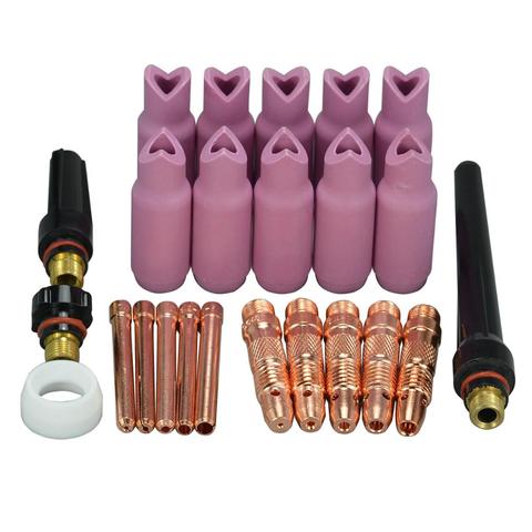 Soldadura TIG Kit de accesorios de 90 grados de alúmina taza Cuerpo De Mandril tapa de atrás de 0.040 