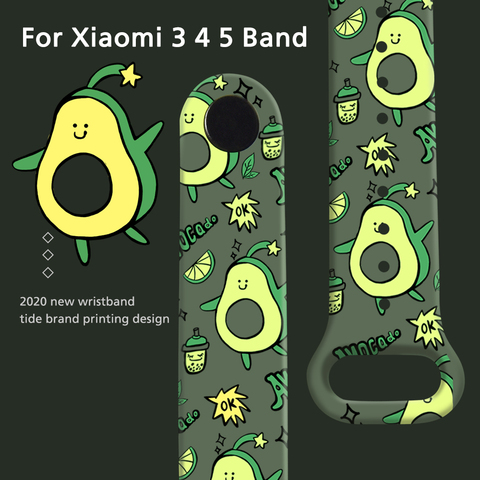 Correa de dibujos animados para Xiaomi Mi Band 5, 4 y 3, pulsera reemplazable, pulsera suave con impresión de silicona para Xiaomi mi band 5 y 4 ► Foto 1/6