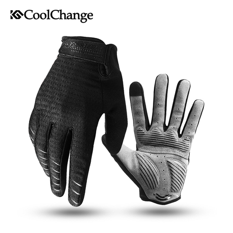 CoolChange-Guantes de ciclismo unisex, manoplas deportivas para bicicleta de dedo completo y pantalla táctil, de esponja, a prueba de viento y golpes, para hombre y mujer ► Foto 1/6