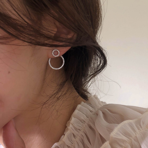 Pendientes de circonita con Micro pavé para mujer, aretes de tuerca circulares delanteros y traseros, joyería delicada, venta al por mayor, 2022 ► Foto 1/6