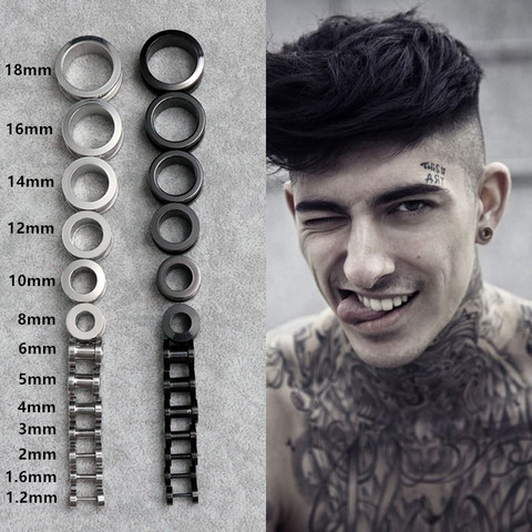 316L dilataciones para orejas de acero inoxidable y Piercings de túneles negro jodido pendiente expansor Earlet medidores de cuerpo ► Foto 1/6