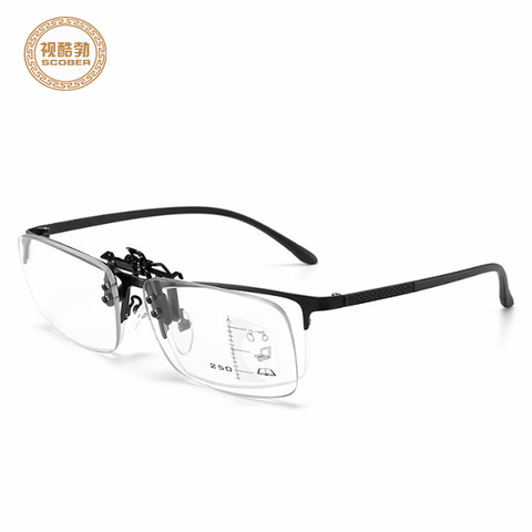 Gafas de lectura con clip multifocal para hombres y mujeres, lentes de lectura de aumento inteligente, ultralivianas y graduadas, con clip azul ► Foto 1/1