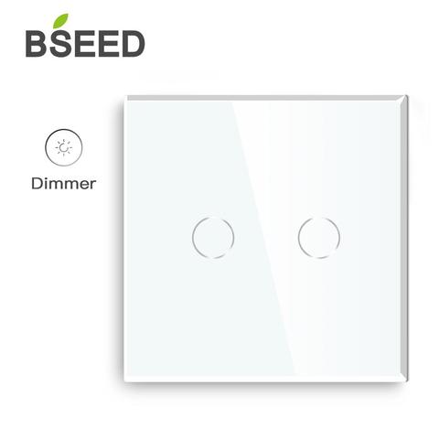 Bseed Dimmer 2 1 manera estándar de la UE LED táctil con cristal de vidrio Panel de atenuador de luz blanco negro dorado Dimmer interruptor de pared ► Foto 1/6