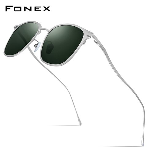 FONEX de titanio puro gafas de sol hombres nueva moda Retro Vintage plaza de alta calidad polarizado UV400 lentes de sol para dama 8522 ► Foto 1/6