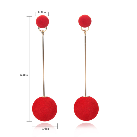 1 par de moda cabello Artificial Bola de pendientes para mujeres rojo lindo pompón pendiente chica Bonitos regalos accesorios pendientes de borla ► Foto 1/5