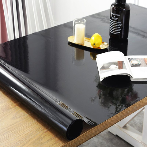 Manteles transparentes para mesa de cocina, mantel protector de vidrio a prueba de aceite, suave, impermeable, negro, 1,0 ► Foto 1/5