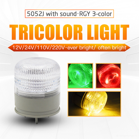 Multi-color indicador parpadea tráfico Luz de señal de advertencia LED rojo/color amarillo/verde luz estroboscópica 12V24V220V timbre opcional ► Foto 1/6