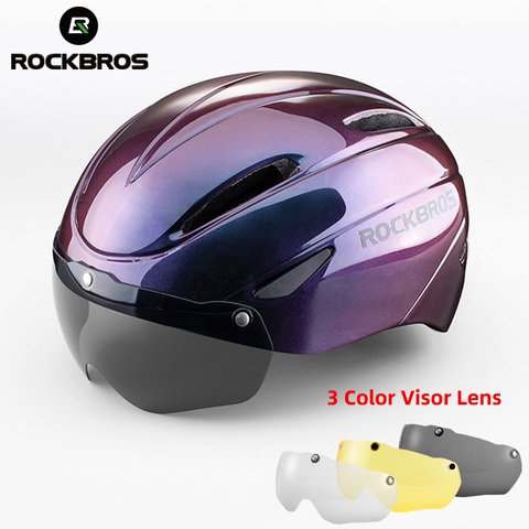 ROCKBROS-casco de seguridad en carretera para hombre, protector de gafas para ciclismo, moldeado integralmente, transpirable, visera ► Foto 1/6