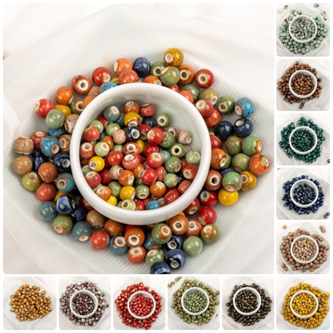 Cuentas coloridas de cerámica de China para fabricación de joyas, abalorios para fabricación de joyas, n. ° 6, 8, N. ° 100 Uds., envío gratis, A507C ► Foto 1/6