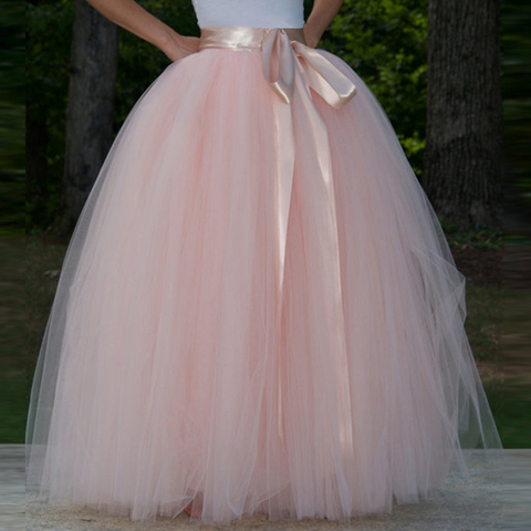 Falda de tul de 7 capas para mujer, tutú largo de 100CM, longitud hasta el suelo, para fiesta, noche, boda, vestido de baile ► Foto 1/6