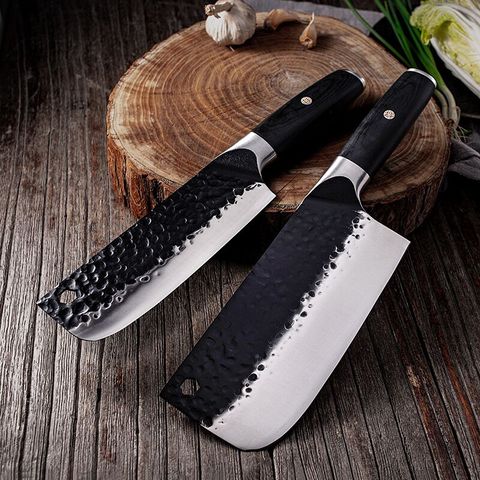 Cuchillo de cocina tradicional hecho a mano, martillo de acero inoxidable, picador de Chef, Nakiri, rebanador de carne, cuchillo de carnicero ► Foto 1/6