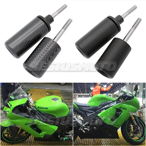 Motocicleta Negro y al carbono deslizadores de armazón sin corte accidente cayendo protección para Kawasaki Ninja ZX6R ZX-6R ZX 6R ZX636 2005, 2006 ► Foto 1/6